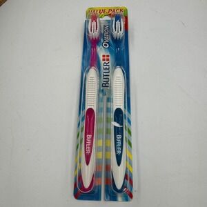Butler Ovation Toothbrush 375 Soft Pink‎ Blue Soft Full Value Pack 2ct NEW